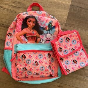 Moana Kids Backpack and Lunch Bag Set - Pink and Blue